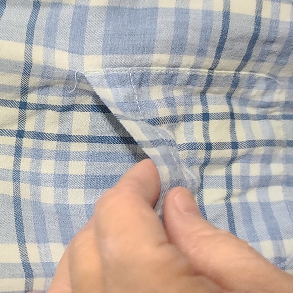 L.L.Bean Mens Flannel Shirt Blue/White Plaid Gray Fleece Lining Pocket M EUC - Picture 3 of 12